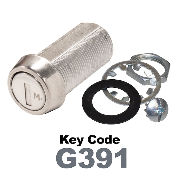 Global RV SS Compartment Lock, Cam/Blade Style, 1-3/8in Threaded Barrel, Keyed to G391, Blades not Included CLB-391-138-SS - main